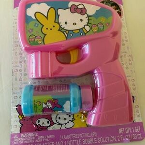 Hello Kitty Pink Bubble Blaster with Blue Bubble Solution Bottle